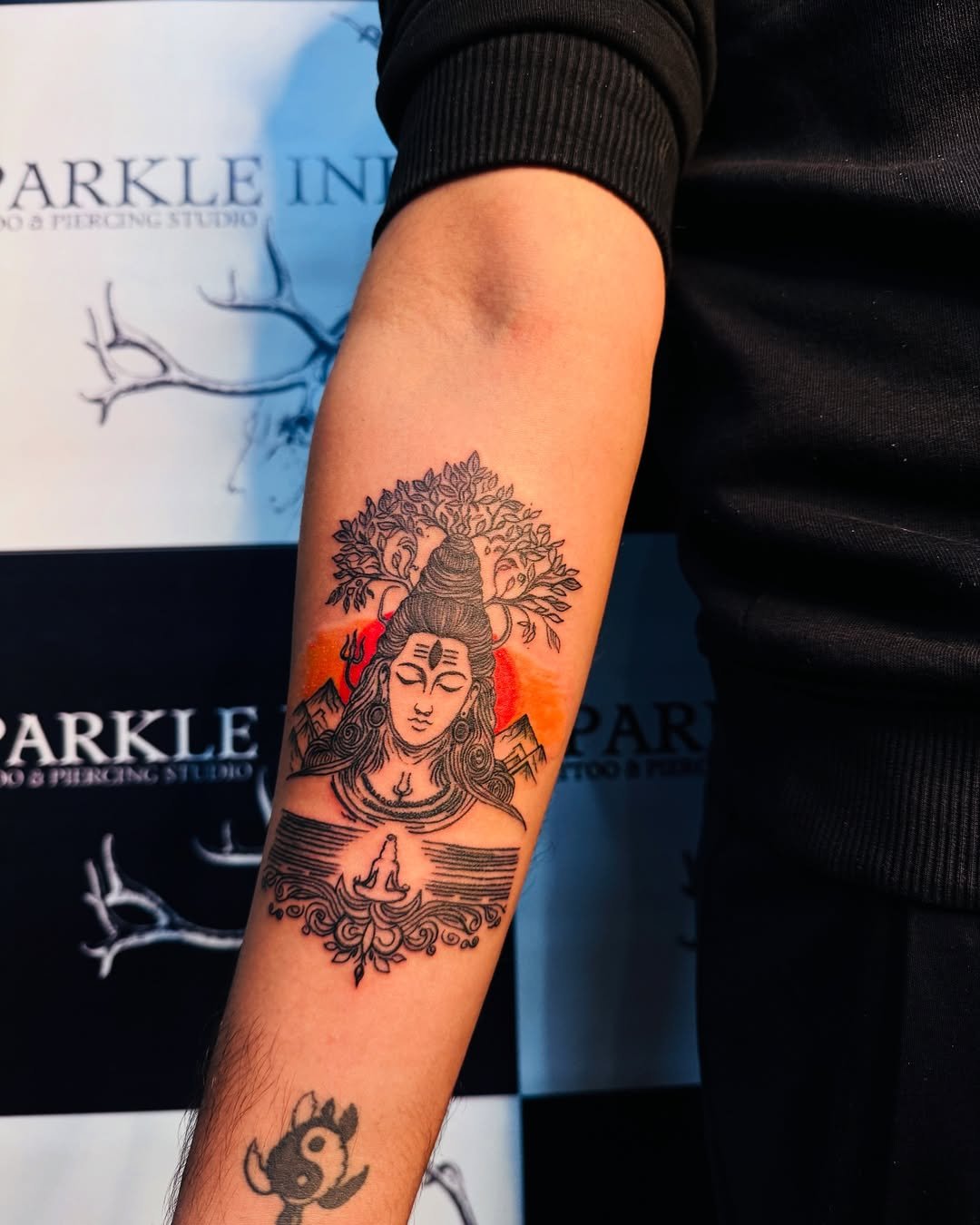 Lord Shiva forearm tattoo at Sparkle Ink Tattoos Lahore